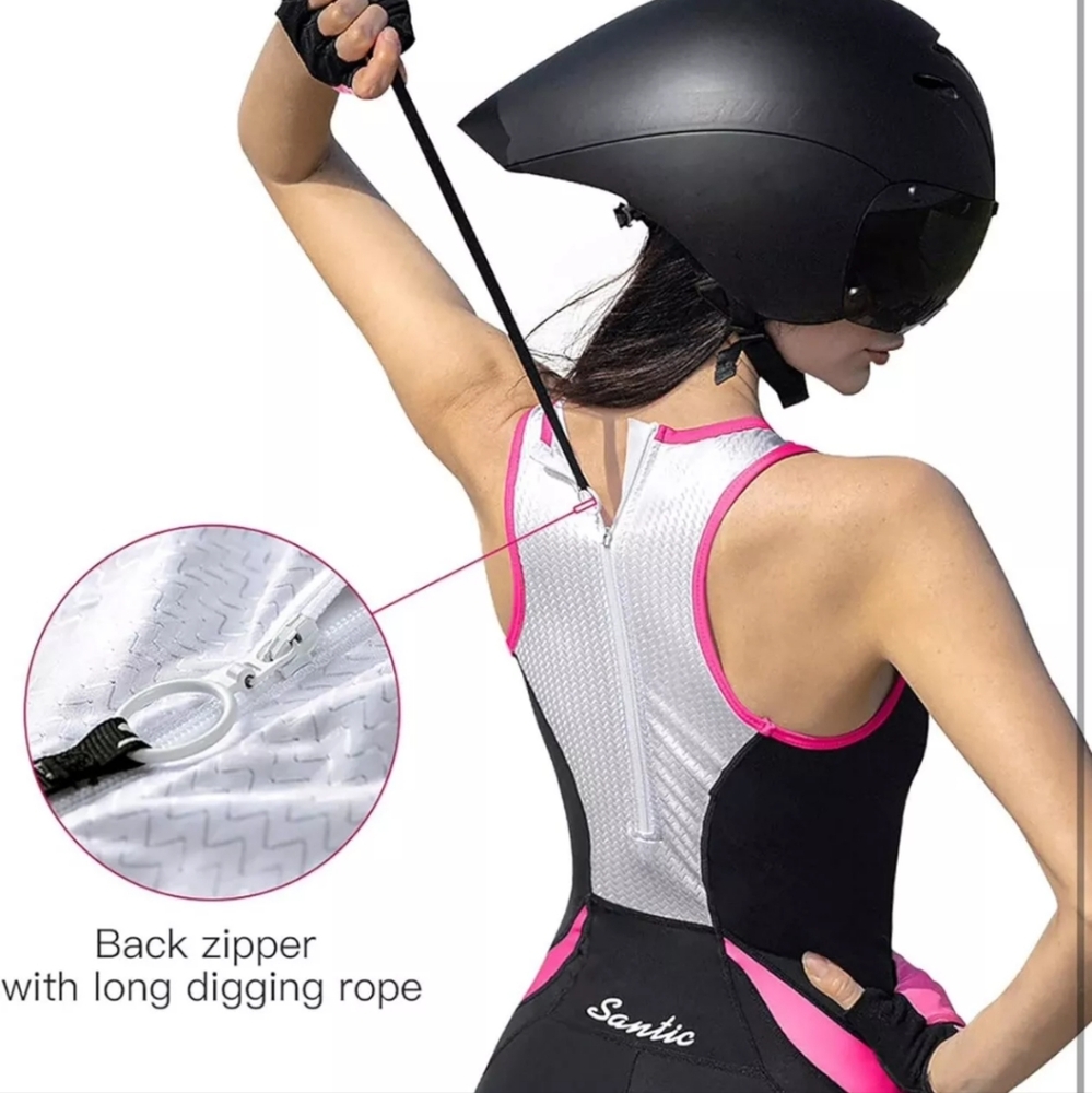 Santic Triathlon-Suit One-Piece Sleeveless Tri-Suit Padded Quick-Drying Medium - Picture 8 of 9